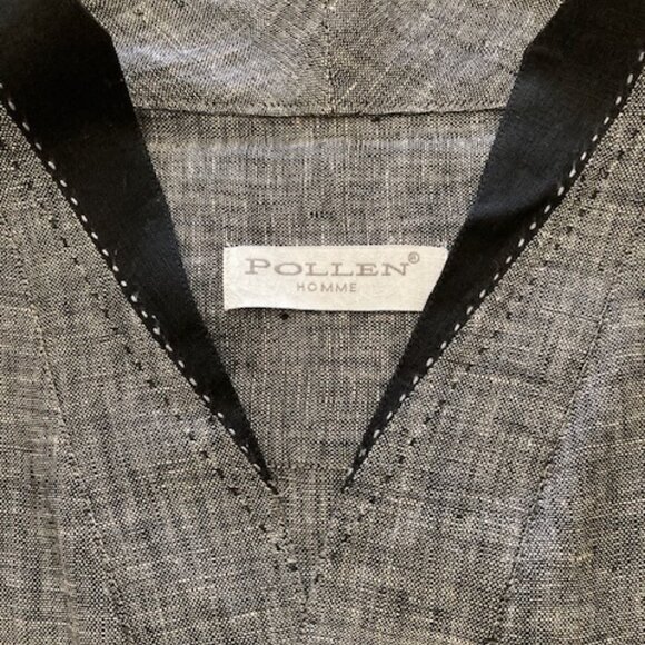 Grey black linen kurta - Picture 3 of 4